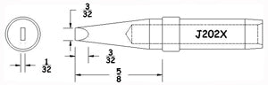 Hexacon J202X Conical Chisel Soldering Tip, 3/32"