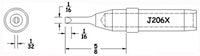 Hexacon J206X Turned Down Chisel Soldering Tip, 1/16"