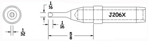 Hexacon J206X Turned Down Chisel Soldering Tip, 1/16"