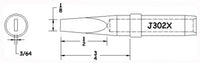 Hexacon J302X Semi Chisel Soldering Tip, 1/8"