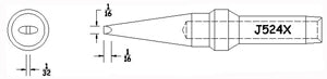 Hexacon J524X Semi Chisel Soldering Tip, 1/16"
