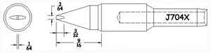 Hexacon J705X Full Chisel Soldering Tip, 1/8"