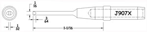 Hexacon J907X Concial Chisel Soldering Tip, 1/16"