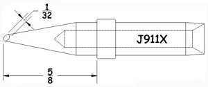 Hexacon J911X 45° 1/32" Conical Bevel Soldering Tip for Therm-O-Trac Stations