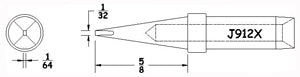 Hexacon J912X Conical Chisel Soldering Tip, 1/64"