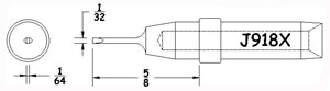 Hexacon J918X Turned-Down Full Chisel Soldering Tip, 1/32"