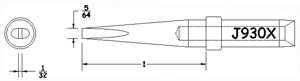 Hexacon J930X Semi Chisel Soldering Tip, 5/64"