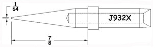 Hexacon J932X Sharp Conical Soldering Tip, 1/64"