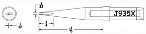 Hexacon J935X Semi Chisel Soldering Tip, 1/32"