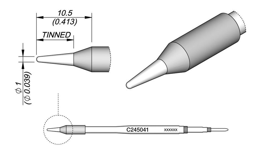 JBC Tools C245041 Conical Cartridge Soldering Tip, 1.0mm