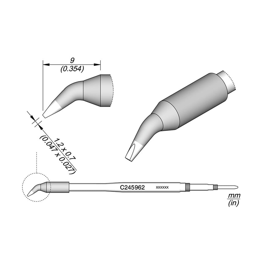 JBC C245962 Tools Cartridge Chisel Bent 1.2 X 0.7