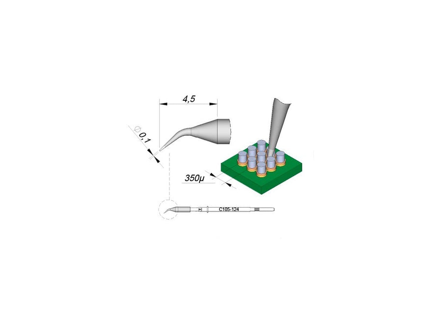 JBC C105126 Cartridge Conical Solder Tip, 0.1mm