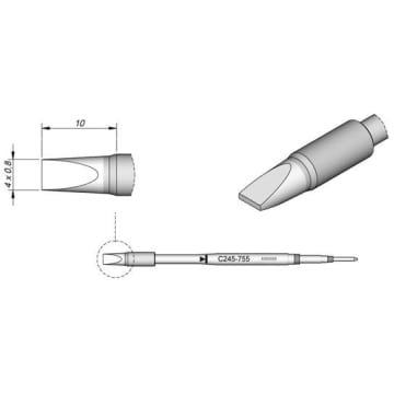 JBC C245755 Chisel Cartridge Soldering Tip, 4.0mm