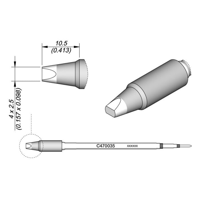 JBC C470035 Chisel Cartridge Soldering Tip, 4.0mm