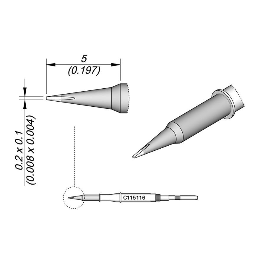 JBC Tools C115116 Cartridge Chisel, 0.2 X 0.1"