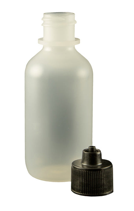 Jensen Global JG2.0BC Boston Round Squeeze Bottle with Black Luer Lock Cap, 2 oz, 10 Per Pack
