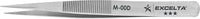 Excelta M-00D Carbon Steel Straight Strong Medium Point Miniature Tweezers, 3 Star, 3.38"
