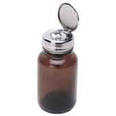 Menda 35315 Round Amber Glass Bottle with Stainless Steel One-Touch Pump, 4oz