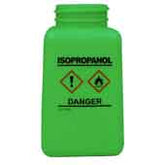 Menda 35737 DurAstatic Dissipative HDPE Green Square Bottle, GHS Label with "Isopropanol", 6 oz