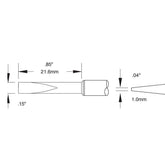 Metcal STTC-120 STTC 700 Series 12° Long Reach Chisel Cartridge Soldering Tip for MX Series Systems, 3.80mm
