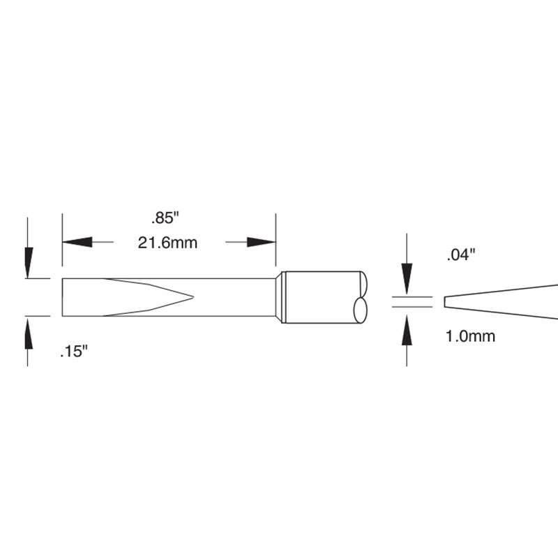 Metcal STTC-120 STTC 700 Series 12° Long Reach Chisel Cartridge Soldering Tip for MX Series Systems, 3.80mm