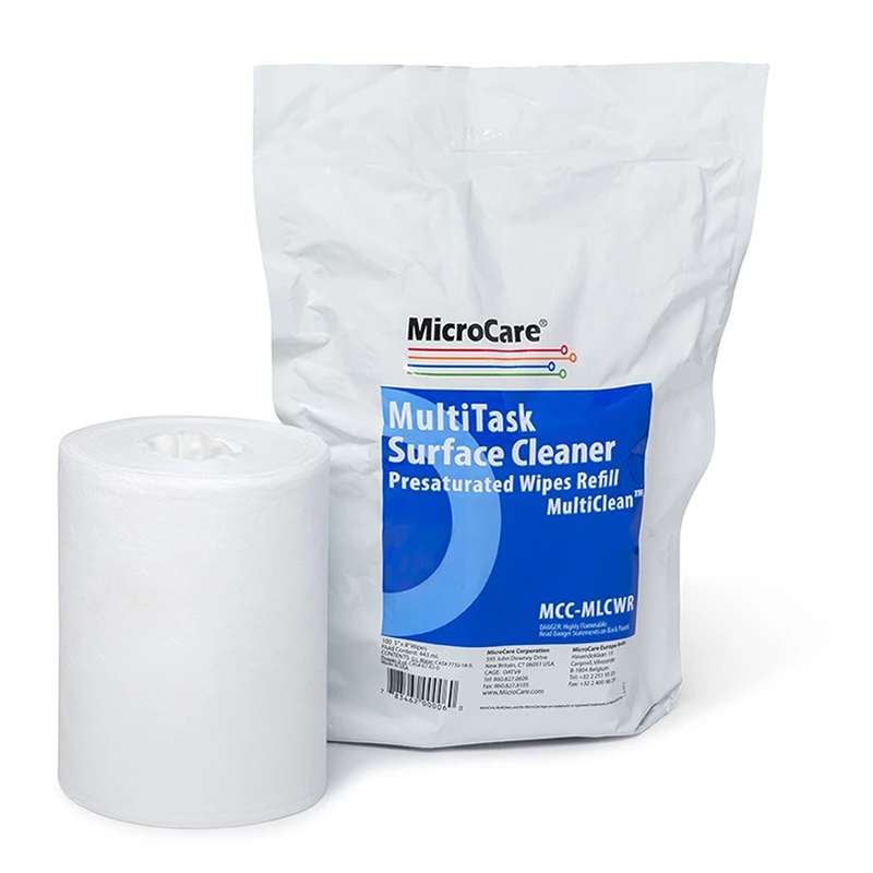 MicroCare MLCWR Multi Task Surface Cleaner Pre-Saturated Wipes, 5 x 8", 100 per Bag Refill Bag Only