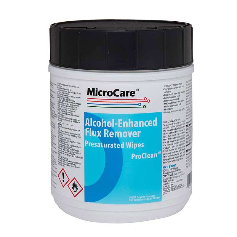 MicroCare PROW Alcohol Enhanced Flux Remover Pre-Saturated Wipes
