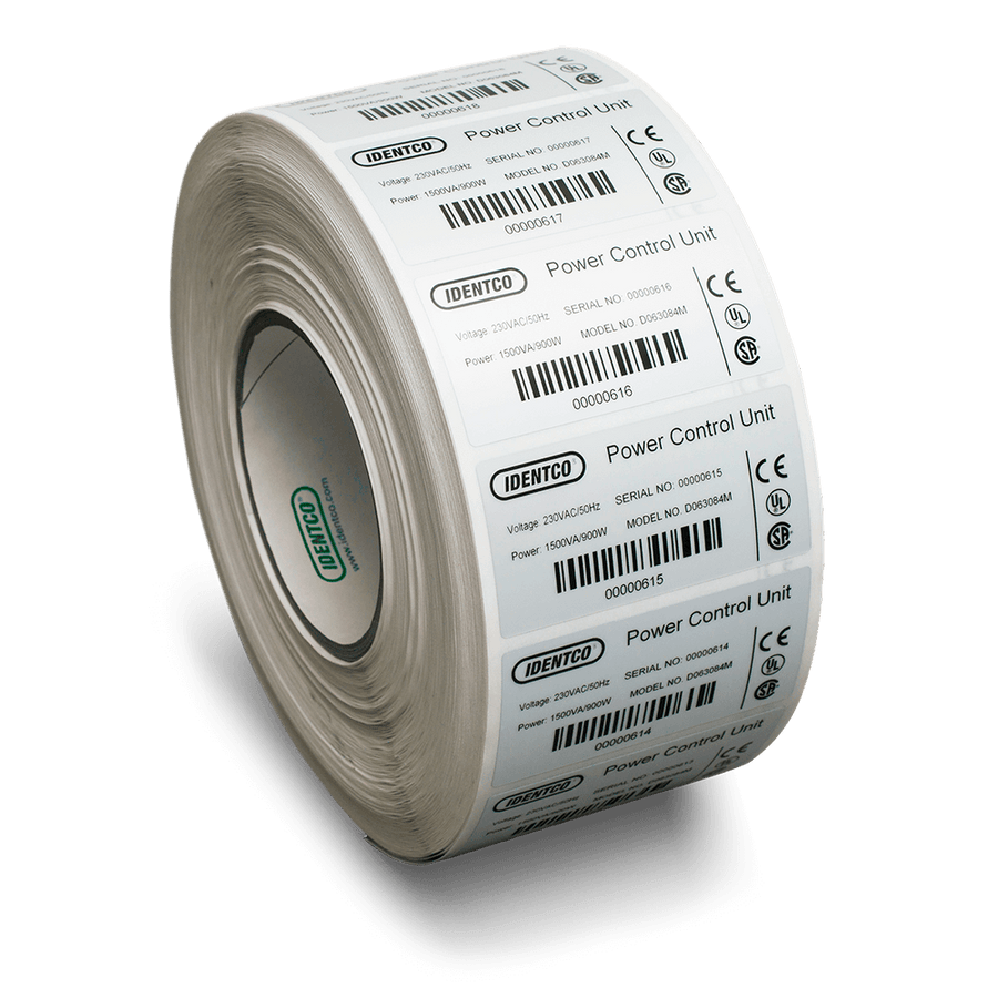 Identco TTL302-700-6 Glossy White Polyester Ul/CSA Nameplate Label,"2.0x1.0"6,000/Roll