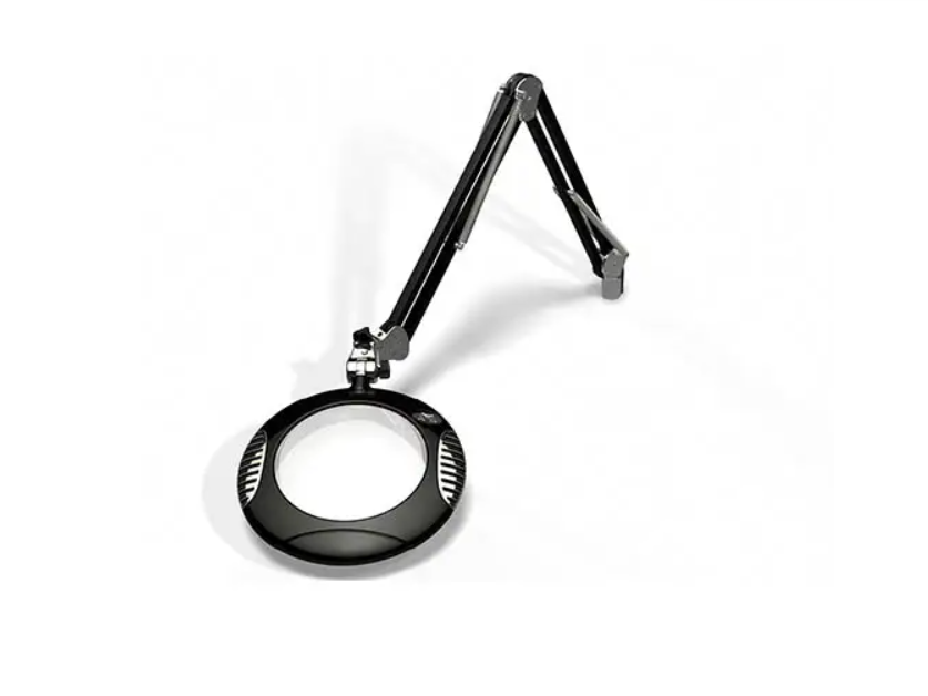 O.C White 62600-4-B ESD-Safe 4-Diopter LED Magnifier with 43" Reach & Weighted Base, Carbon Black