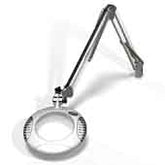 O.C White 42400-4-12 4 Diopter Round Green-Lite LED Magnifier with 12 LEDs, 43" Arm, Table Edge Clamp, Shadow White