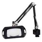 O.C White 72400-SB ESD-Safe 3-Diopter Rectangular Vision-Lite Magnifier with 43" Arm, Table Edge Clamp, Spectre Blue