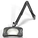 O.C White 82400-4-CM ESD-Safe 4-Diopter LED Magnifier with 43" Reach & Clamp Base, Charcoal Mist