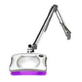 O.C White 82400-4-UV-SW Green-Lite Visible UV LED Magnifier with 5.25" x 7" Rectangular, 4 Diopter Lens & Edge Clamp, Shadow White