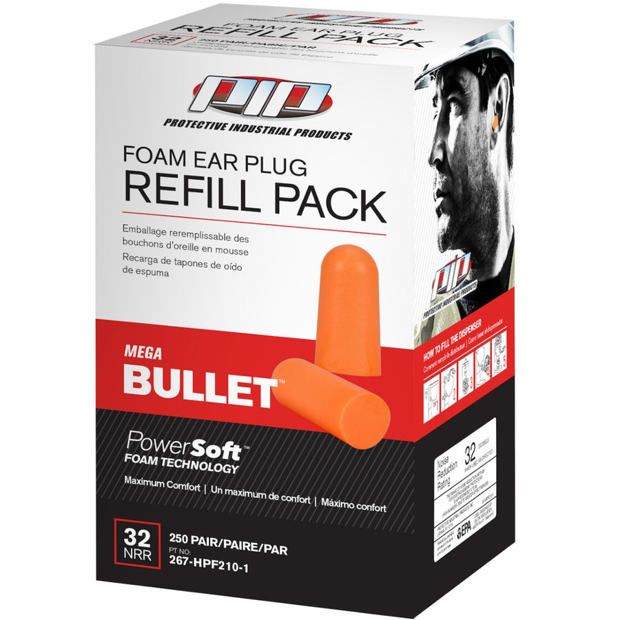 PIP 267-HPF210-1 Mega Bullet Disposable Foam Ear Plugs Dispenser Refill Pack 