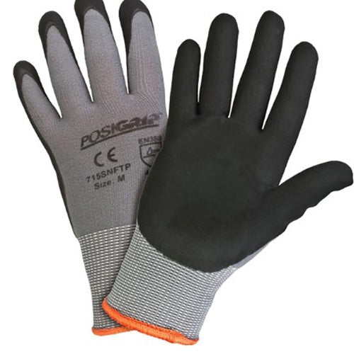 PIP 715SNFTP/M Posigrip 15 Gauge Microfoam Nitrile Work Gloves and Knit Wrist