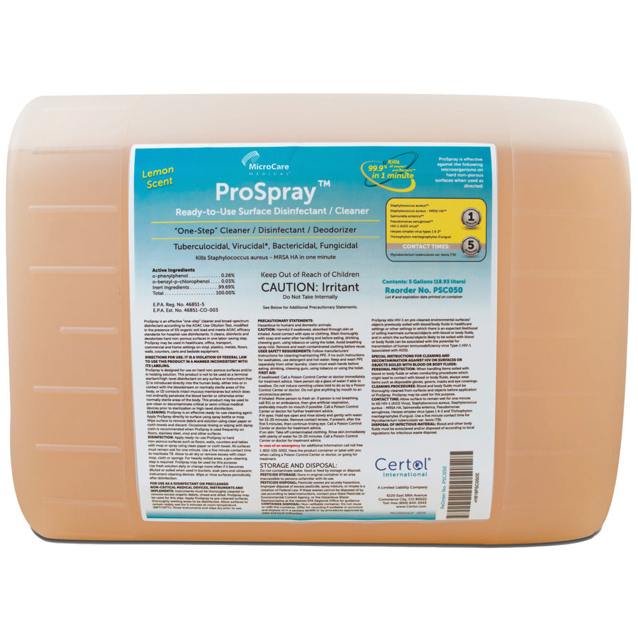 MicroCare PSC050-1 ProSpray Surface Disinfectant/Cleaner, 5 gal Refill with Spigot