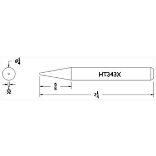 Hexacon HT343X Sharp-Conical Soldering Tip, 1/4"