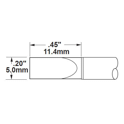 Metcal STTC-165 Chisel Solder Tip Cartridge For MX Series Systems, 5.00mm