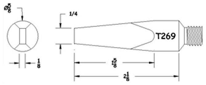 Hexacon T269 Screw Semi Chisel Soldering Tip, 5/8"