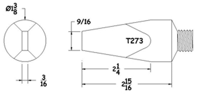 Hexacon T273 Screw Semi Chisel Soldering Tip, 1-3/8"