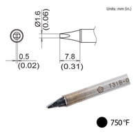 Hakko T31B-02D16 Semi Chisel Soldering Tip, 400° C/750° F for FX-1001, 1.6mm x 7.8mm