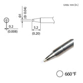 HAKKO T35-03D06 T35 Series Micro-Chisel Tip, 0.6 x 5.2mm, 660°F for FX-1002