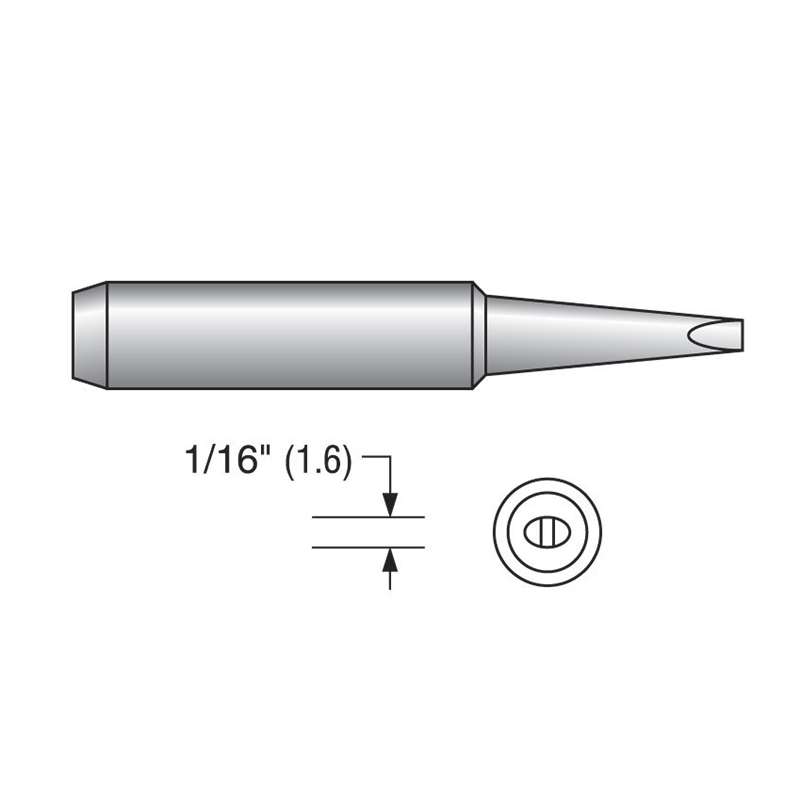 Plato HS-2753 HS Series Chisel Soldering Tip, Alternate for Hakko 900M-T-3.2D, .125"