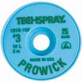Techspray 1810-10F Pro-Wick Rosin Desoldering Braid, .075", 10' Green ESD Spool
