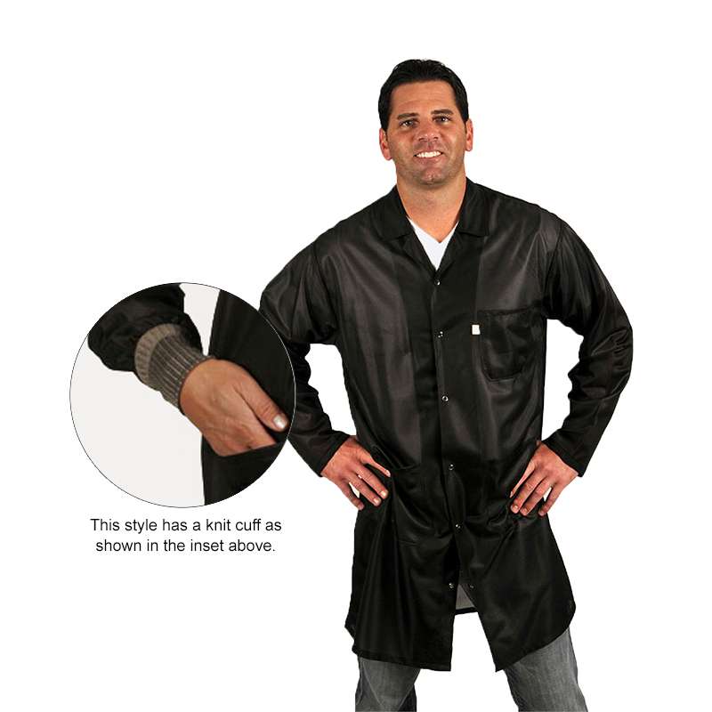 Techwear LOC-93C-L ESD-Safe Traditional Style Lapel Coat in OFX-100 Material with Cuff, Large