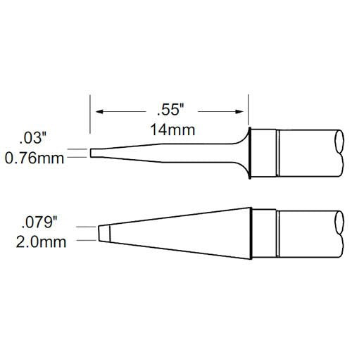 Metcal TFP-BLP2 Precision Blade Tweezer Cartridge Solder Tips for MFR-HPT, .08"