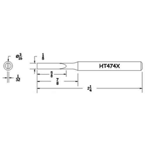 Hexacon HT474X Turned-Down Full-Chisel Soldering Tip, 3/16"