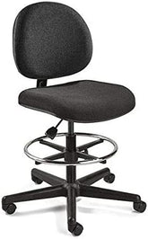Bevco 4507HC-GRYF Ergonomic, Pneumatic Chair Chrome Footring, Hard Floor Caster Gray Fabric 24-34 Height Adjustment