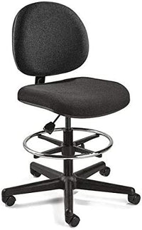 Bevco 4507HC-GRYF Ergonomic, Pneumatic Chair Chrome Footring, Hard Floor Caster Gray Fabric 24-34 Height Adjustment