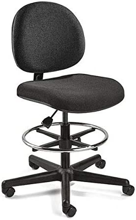 Bevco 4507HC-GRYF Ergonomic, Pneumatic Chair Chrome Footring, Hard Floor Caster Gray Fabric 24-34 Height Adjustment